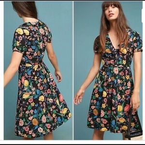 Anthropologie Maeve Bloedel black floral dress